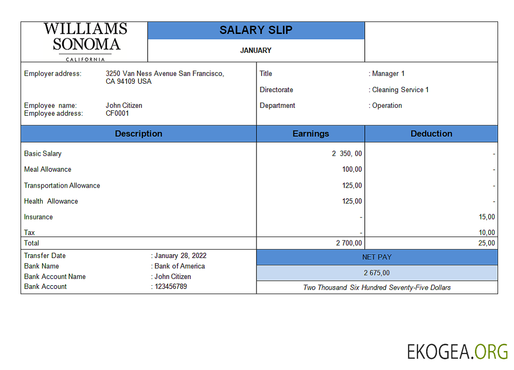 Modèle de fiche d'employé d'une entreprise de vente au détail aux États Unis au format Word et PDF, version 2